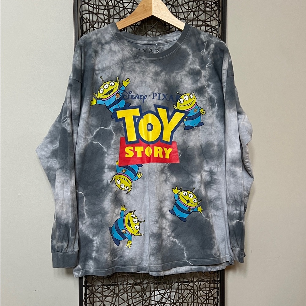 Disney Pixar Toy Story Little Green Men tie-dye grey long Slv tshirt Tee 2XL XXL
